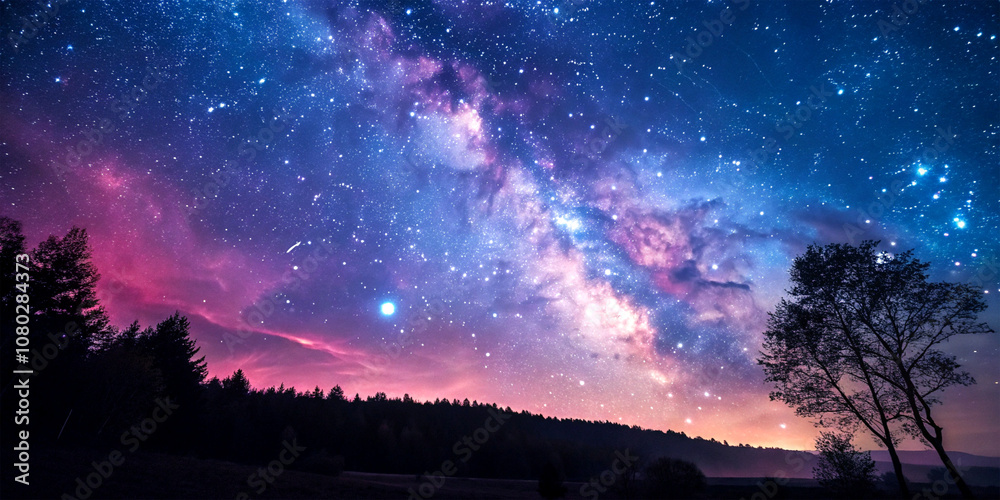 Colorful space background with glowing stars Colorful space background with glowing stars