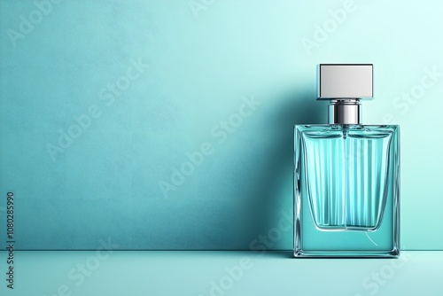 Elegant mockup of a clear perfume bottle on a soft pastel background, showcasing a refined design ideal for fragrance branding and marketing purposes.