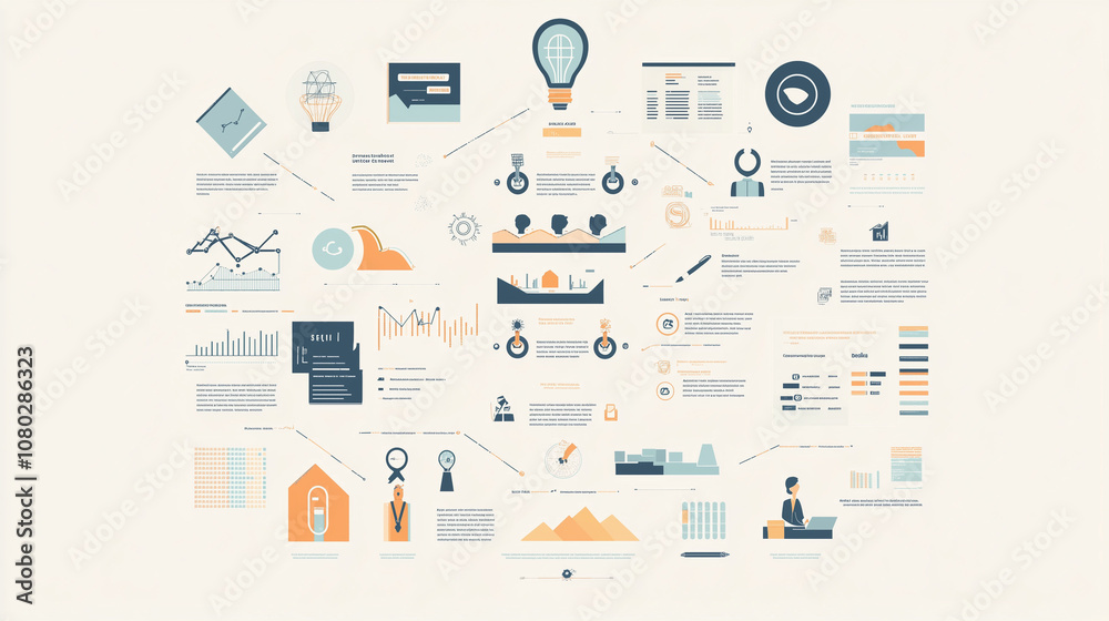 Modern Minimalist Design, Balanced Life Infographic, clear icons representing work and leisure Modern Minimalist Design, Balanced Life Infographic, clear icons representing work and leisure