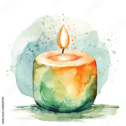 A watercolor of Candle, isolated on a white background. Candle vector.