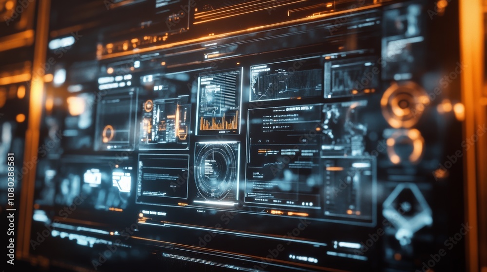 Concept of assembling a web page from modules that fly around the display. The web design studio concept page is on the display Concept of assembling a web page from modules that fly around the display. The web design studio concept page is on the display