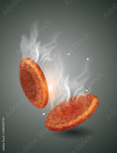Fried Beef Kabab, Tikka with vector dark Background.