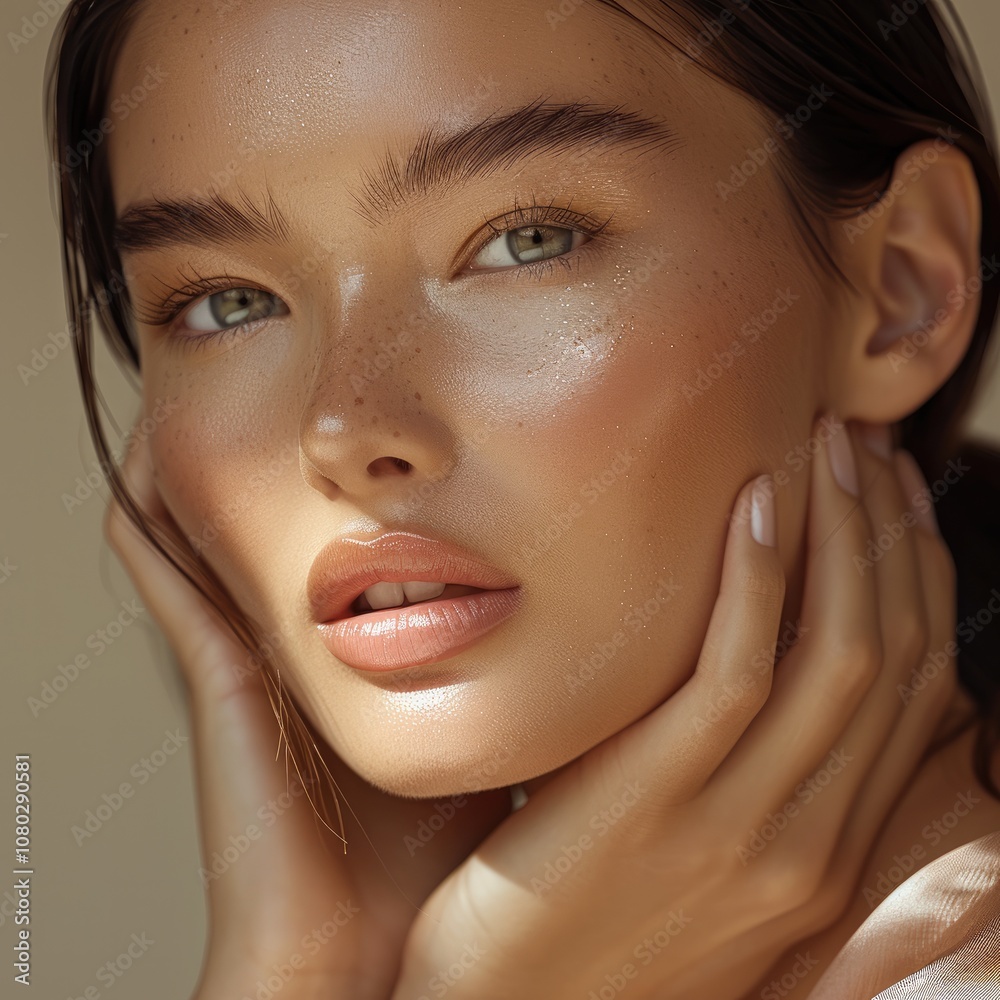 Female models with glowing, healthy skin, showcasing natural beauty and confidence. Female models with glowing, healthy skin, showcasing natural beauty and confidence.