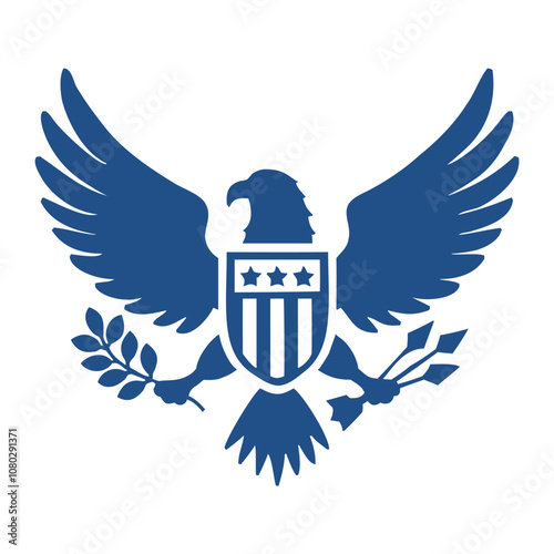 USA coat of arms with eagle. US coat of arms with an eagle holding an olive branch and arrows