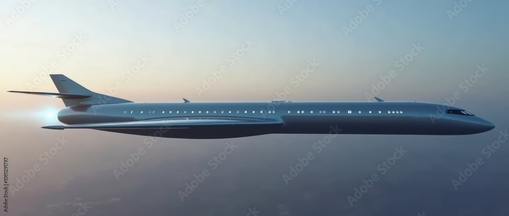 Silver Hypersonic Passenger Jet with Sleek Design Silver Hypersonic Passenger Jet with Sleek Design
