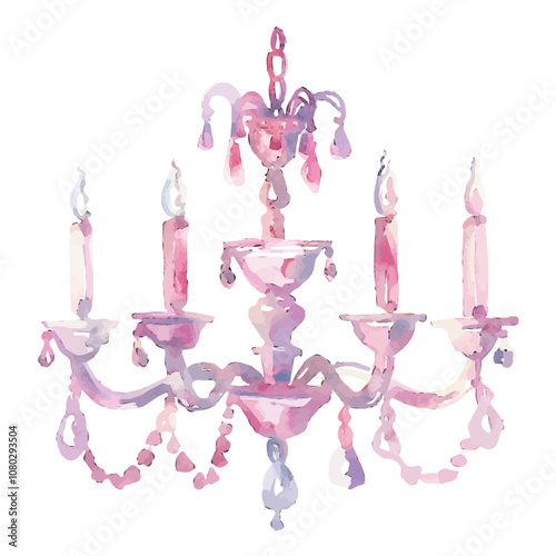 A watercolor vector of Chandelier, isolated on a white background. Chandelier vector.