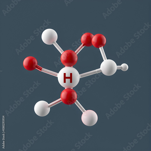 ribavirin molecule 3d rendering, flat molecular structure with chemical formula and atoms color coding photo