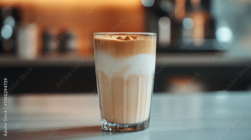 Latte with milk in a tall glass Latte with milk in a tall glass