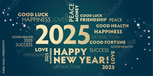 Fotografie New Year's greetings with best wishes - vector illustration lettering with the n