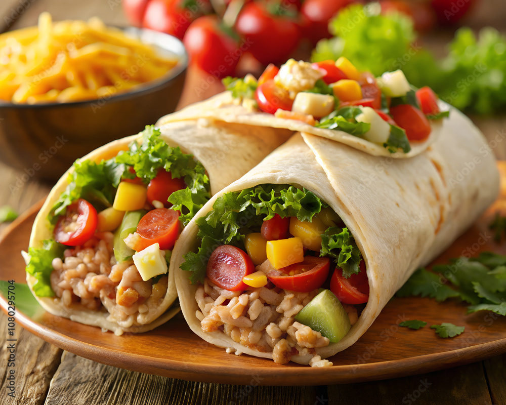 Professional Plated Chicken Burrito Dish