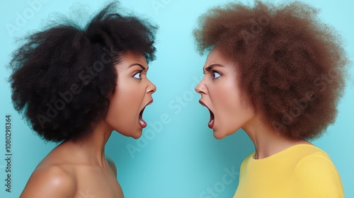 Two women shouting at each other 