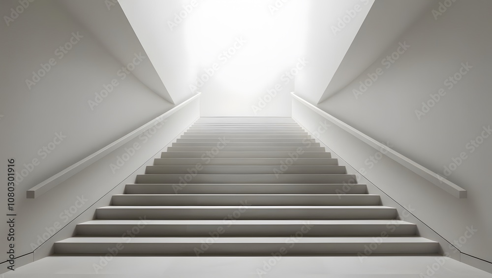 Fototapeta premium Ascending stairs minimalist architecture indoor space bright environment abstract perspective concept of journey