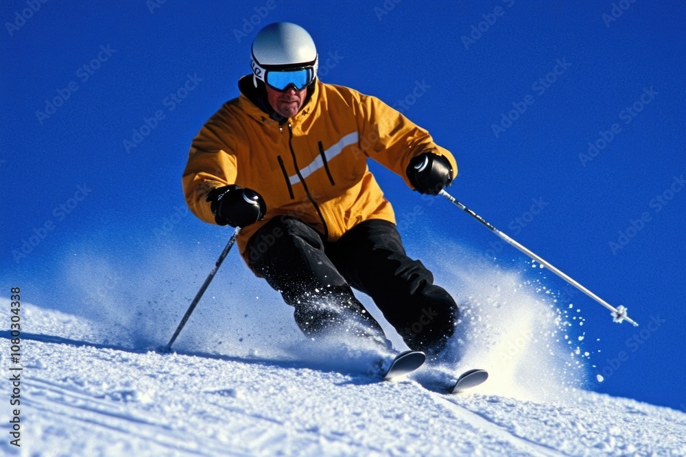 A person skiing down a snowy mountain trail A person skiing down a snowy mountain trail