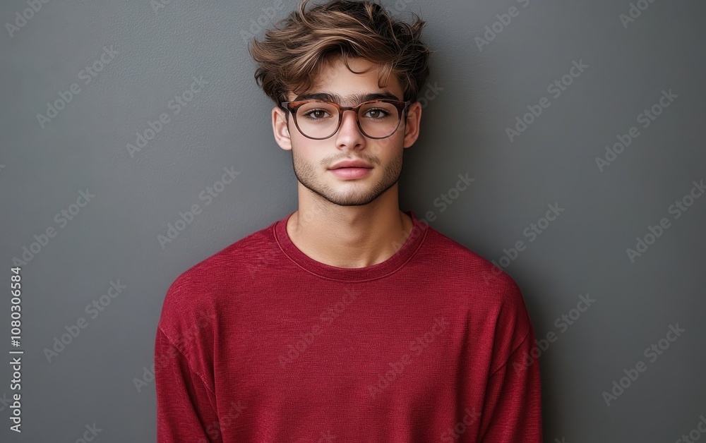 Happy Young Man in Red Shirt Happy Young Man in Red Shirt