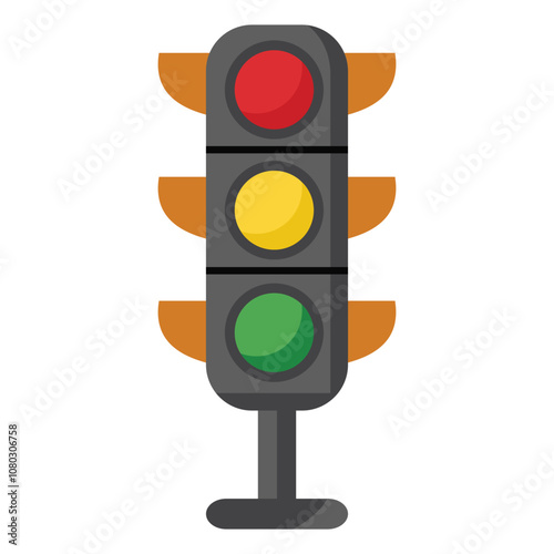 Illustration of traffic light on white background