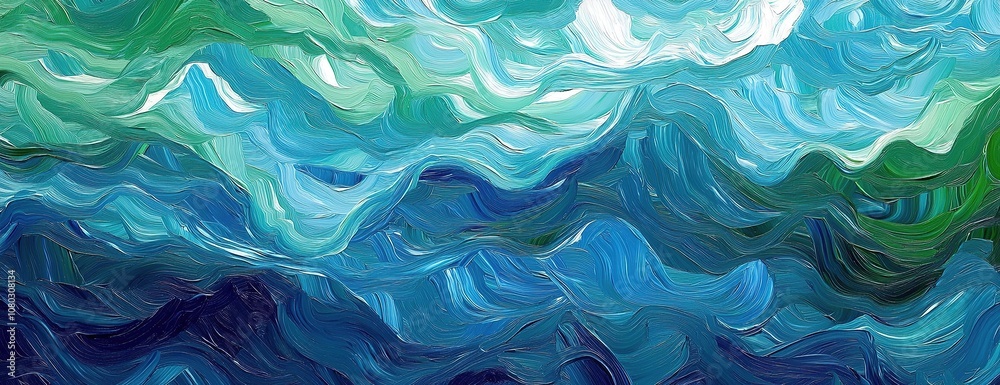 Abstract Waves in Blue and Green Paint Strokes. Abstract Waves in Blue and Green Paint Strokes.