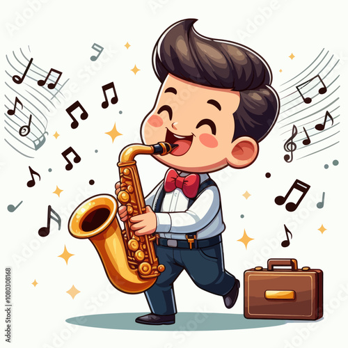 Playing the saxophone