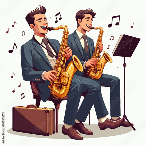 Playing the saxophone