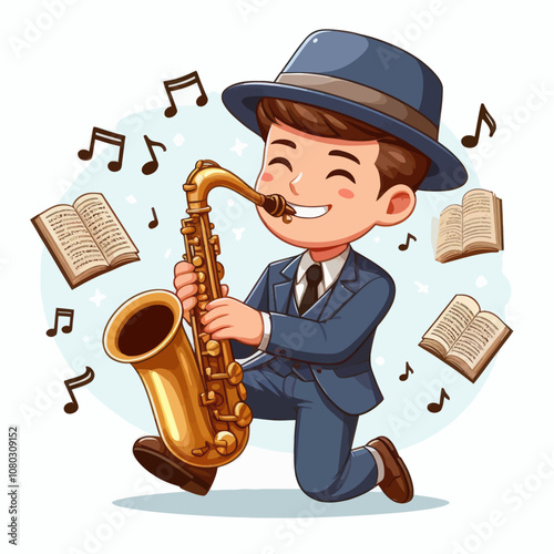 Playing the saxophone