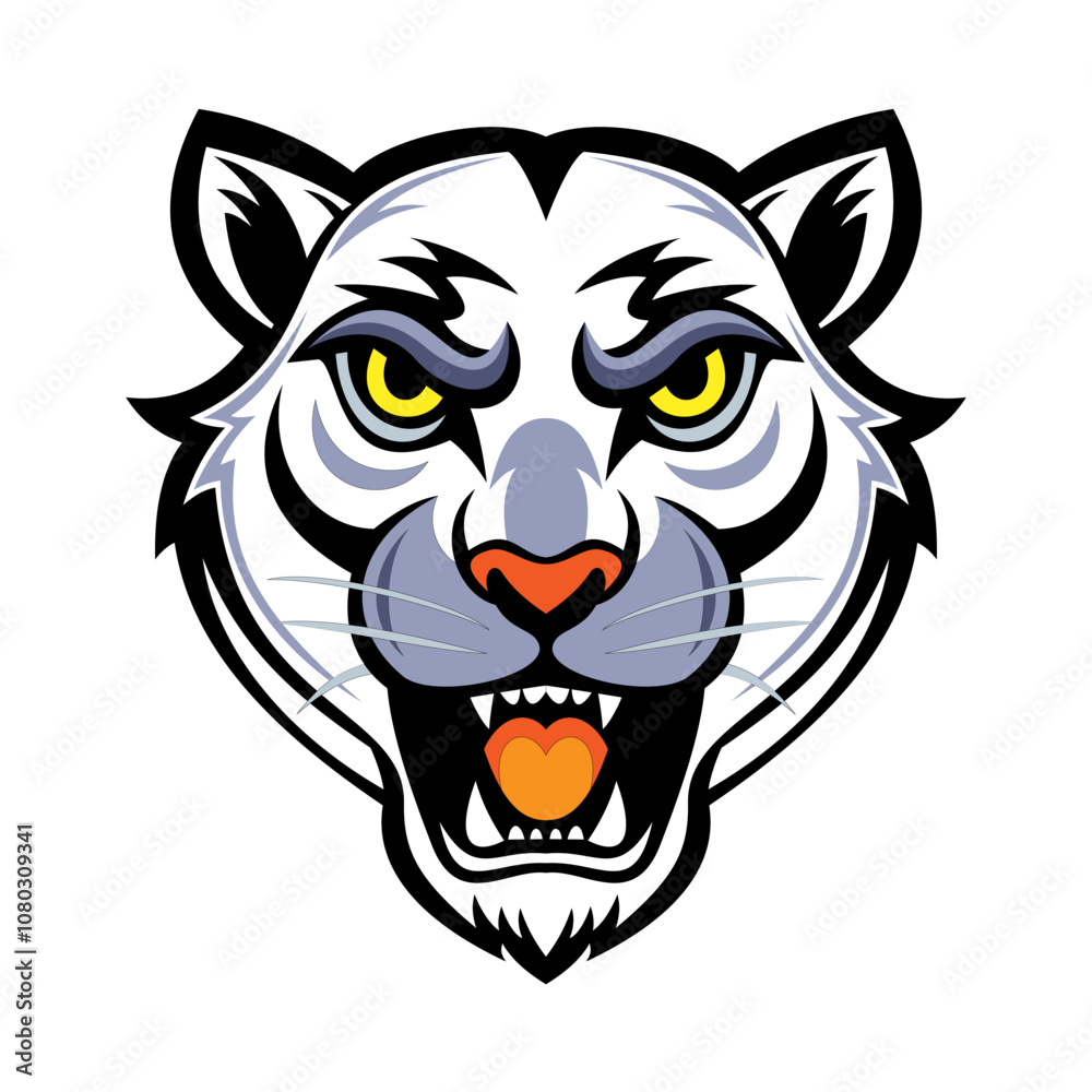 Vector icon Black white panther symbol face Vector icon Black white panther symbol face