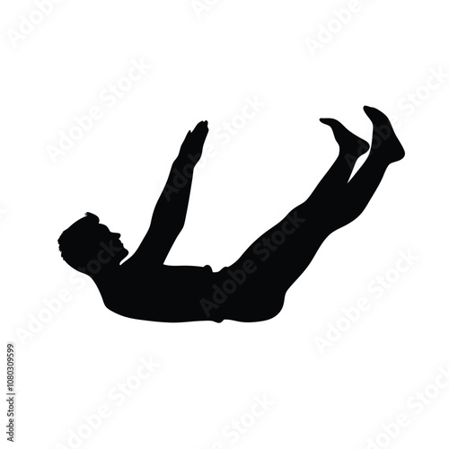 A man is falling down and holding a bottle. He is wearing black shorts and a black shirt
