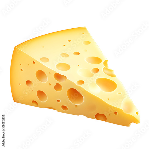 Wallpaper Mural Slice of cheese food yellow with holes isolated on a white background. Torontodigital.ca