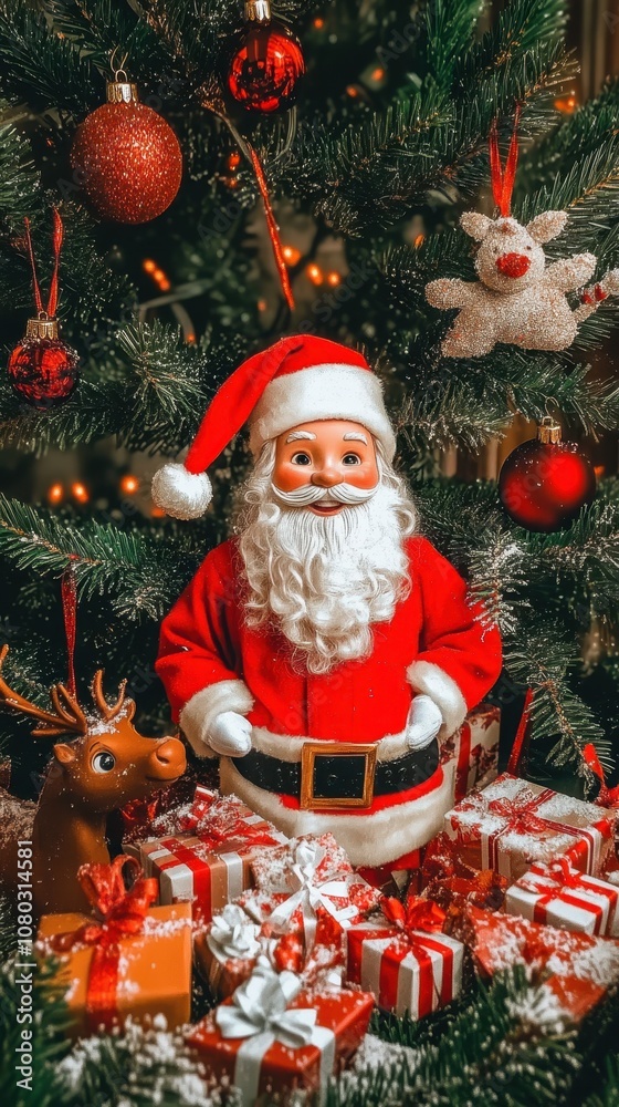 Santa Claus with reindeer and gifts Santa Claus with reindeer and gifts