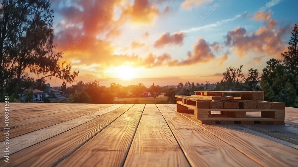 Fototapeta premium Partially Completed Single Family Home Under Construction with Wooden Framing and Sunlit Rural Setting