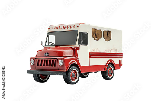 Colorful 3D Ice Cream Truck for Mobile Treats isolated on transparent. PNG. photo