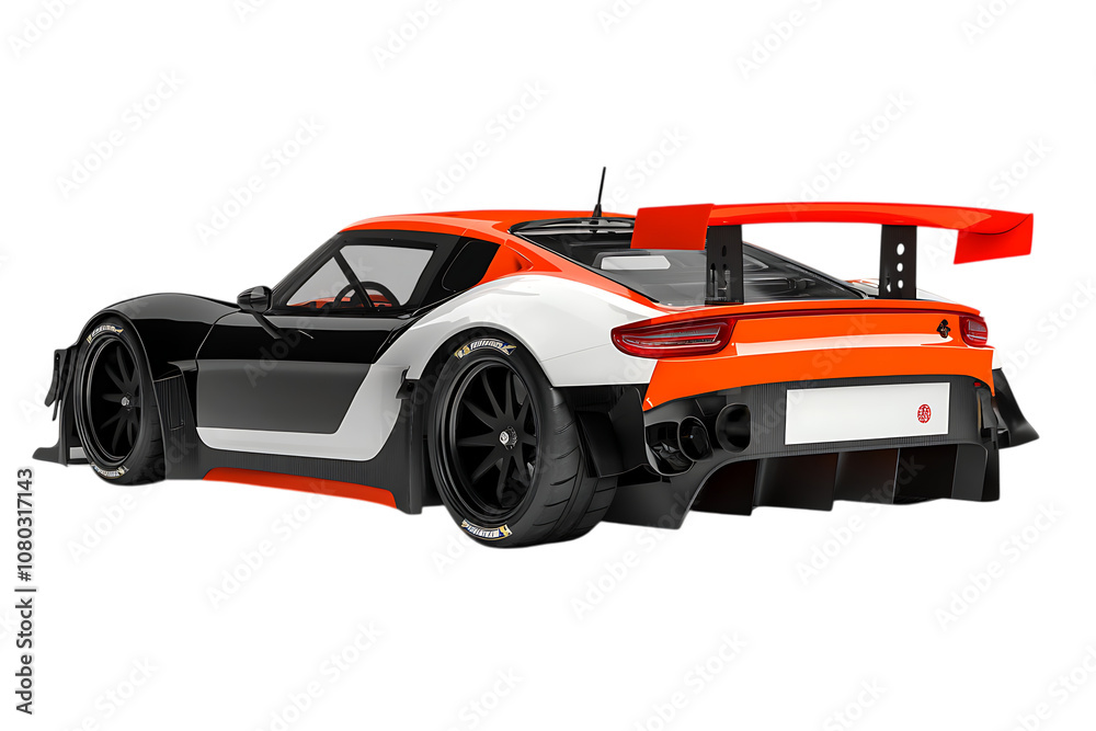 High-Performance 3D Race Car for Competitive Driving isolated on transparent. PNG. High-Performance 3D Race Car for Competitive Driving isolated on transparent. PNG.