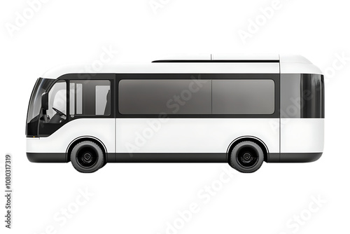 Practical 3D Shuttle Bus for Group Transport isolated on transparent. PNG.