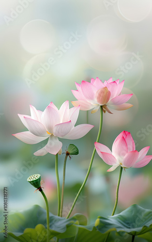 Fresh lotus theme art background
