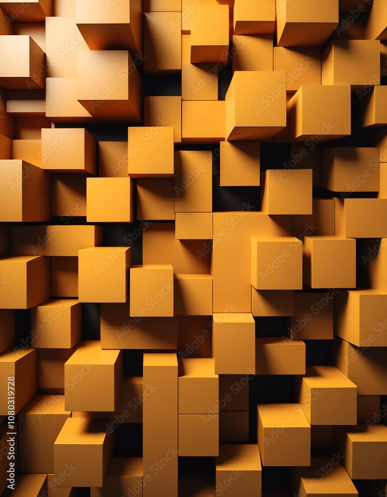 Abstract wall of yellow cubes Abstract wall of yellow cubes