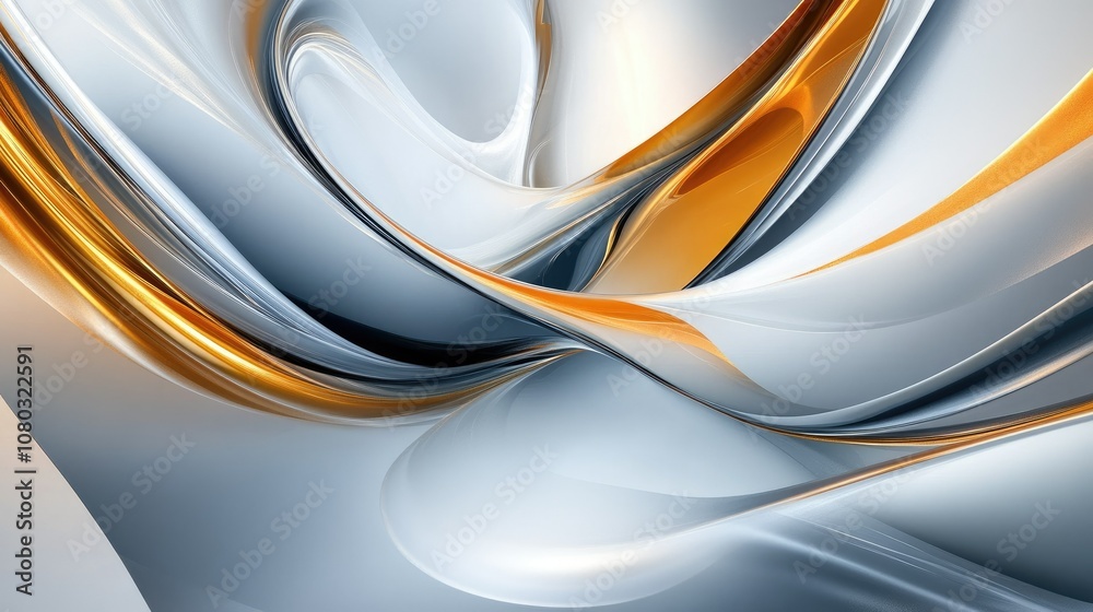 Fototapeta premium Abstract Swirling Lines with Silver and Gold Tones Creating a Dynamic Fluid Motion in a Modern Artistic Background Design