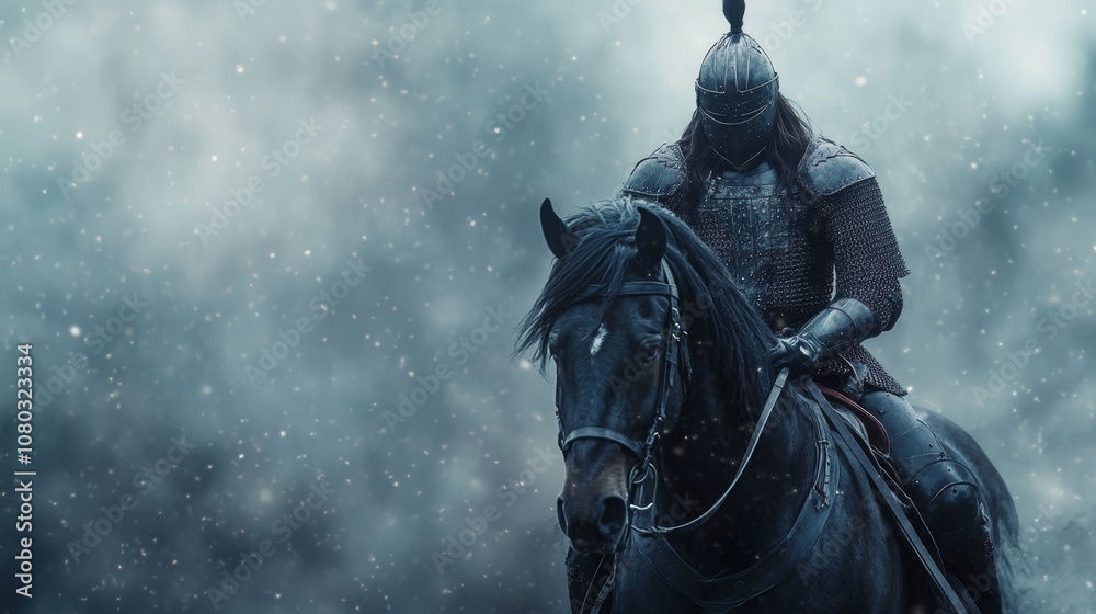 A horse and rider dressed in medieval armor, ai generated A horse and rider dressed in medieval armor, ai generated