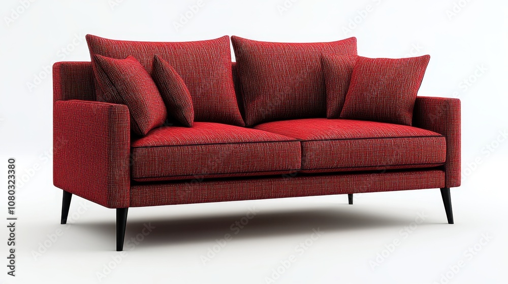 Red modern sofa on white background	