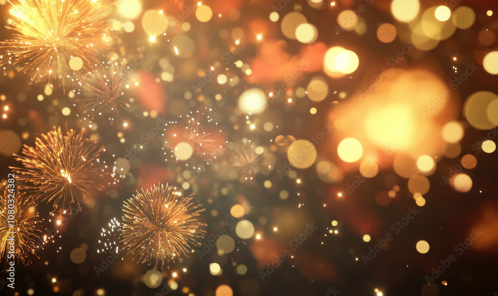 Golden fireworks illuminate the night sky with dazzling lights Golden fireworks illuminate the night sky with dazzling lights