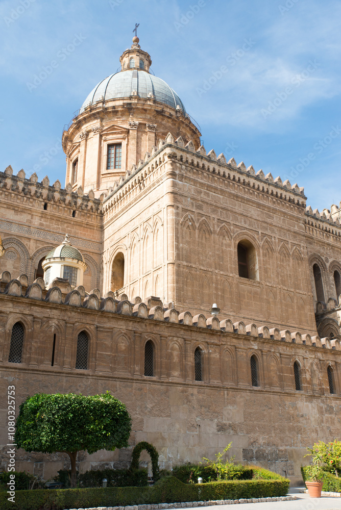 Exterior of the Palermo cathedral, Italy. The church was erected in 1185 by Walter Ophamil, the Anglo-Norman archbishop of Palermo. Exterior of the Palermo cathedral, Italy. The church was erected in 1185 by Walter Ophamil, the Anglo-Norman archbishop of Palermo.