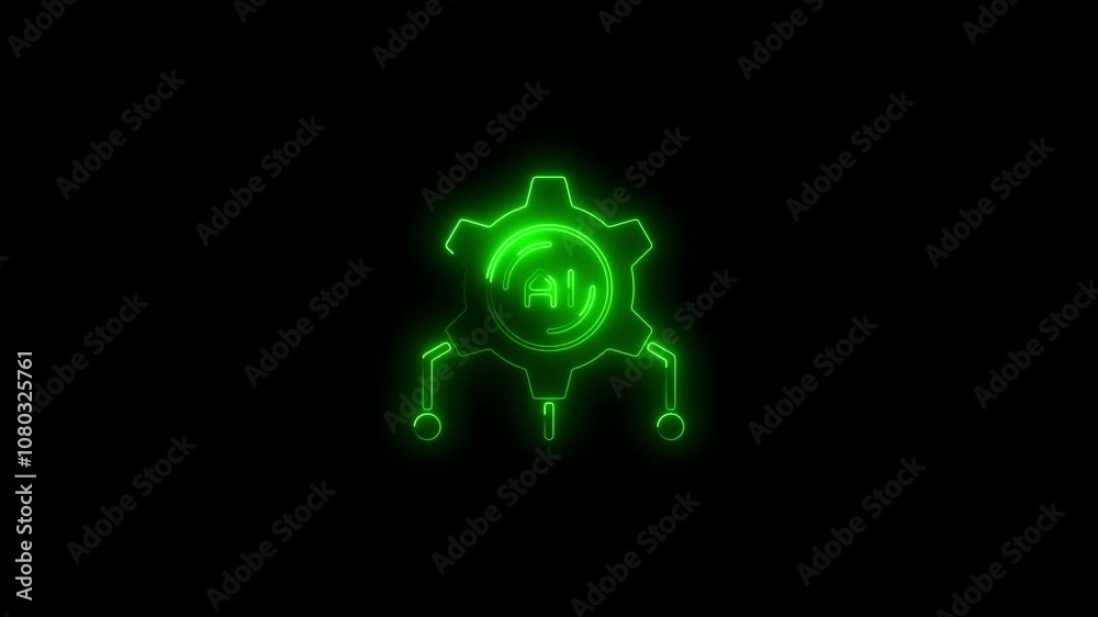 Glowing AI Gear Icon – Futuristic Neon Symbol for Artificial Intelligence & Technology Design Glowing AI Gear Icon – Futuristic Neon Symbol for Artificial Intelligence & Technology Design