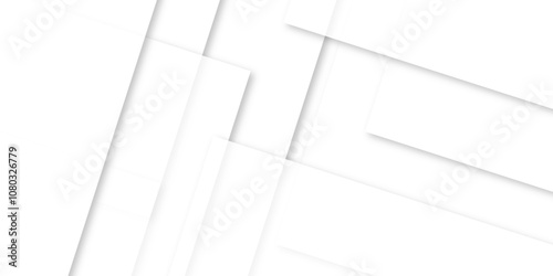 Modern white and gray technology concept diamond triangle geometric line background. Creative design with white boxes and 3d white rectangle business card. soft shadows as pattern, top view. squares.