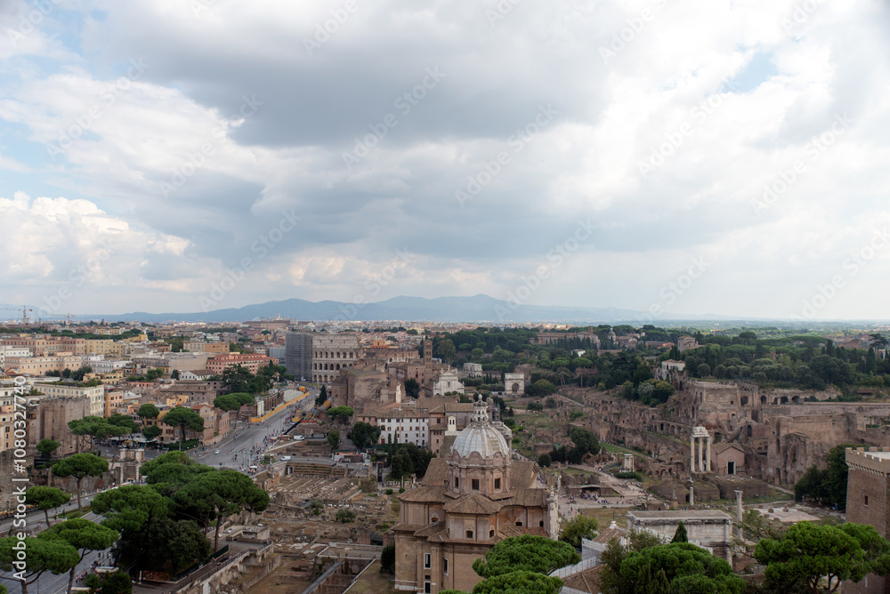 Rome aerial view seen from the top of the Altare della Patria, Italy Rome aerial view seen from the top of the Altare della Patria, Italy
