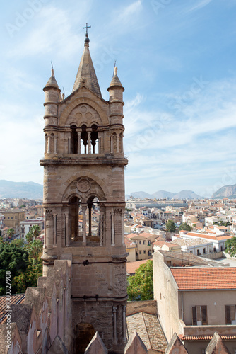 On the roof of the Palermo cathedral, Italy. The church was erected in 1185 by Walter Ophamil, the Anglo-Norman archbishop of Palermo. photo