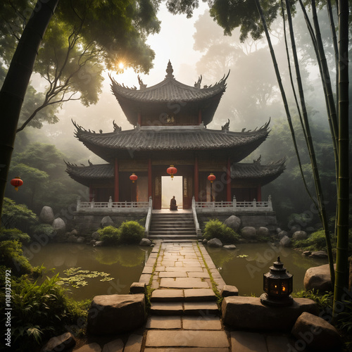 chinese temple in the morning