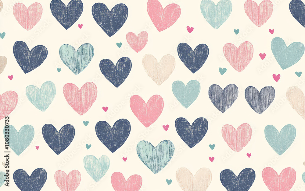 Cute colorful heart art illustration