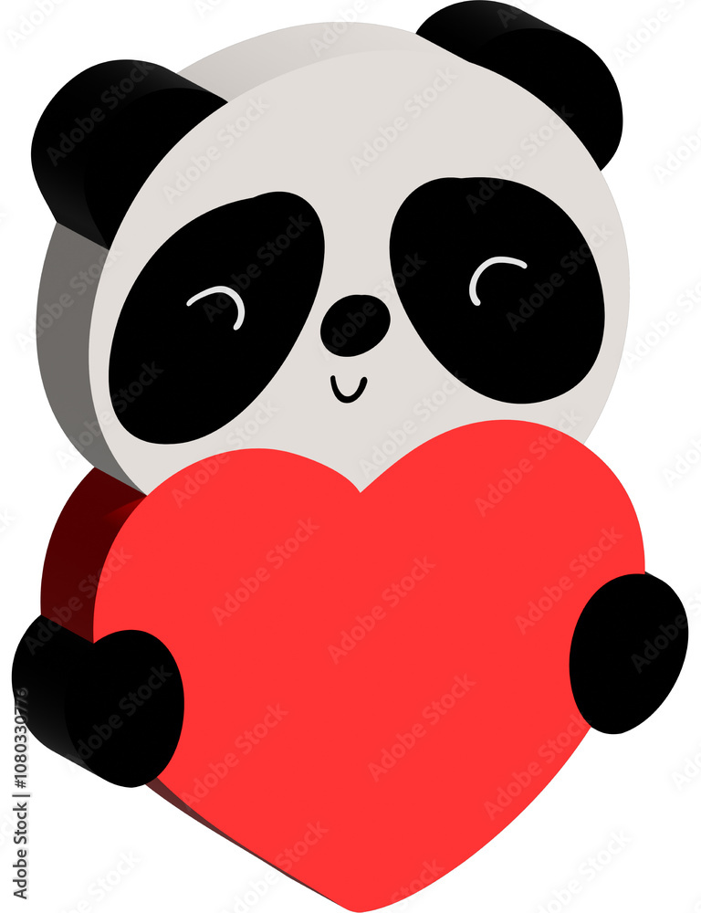 panda with heart panda with heart