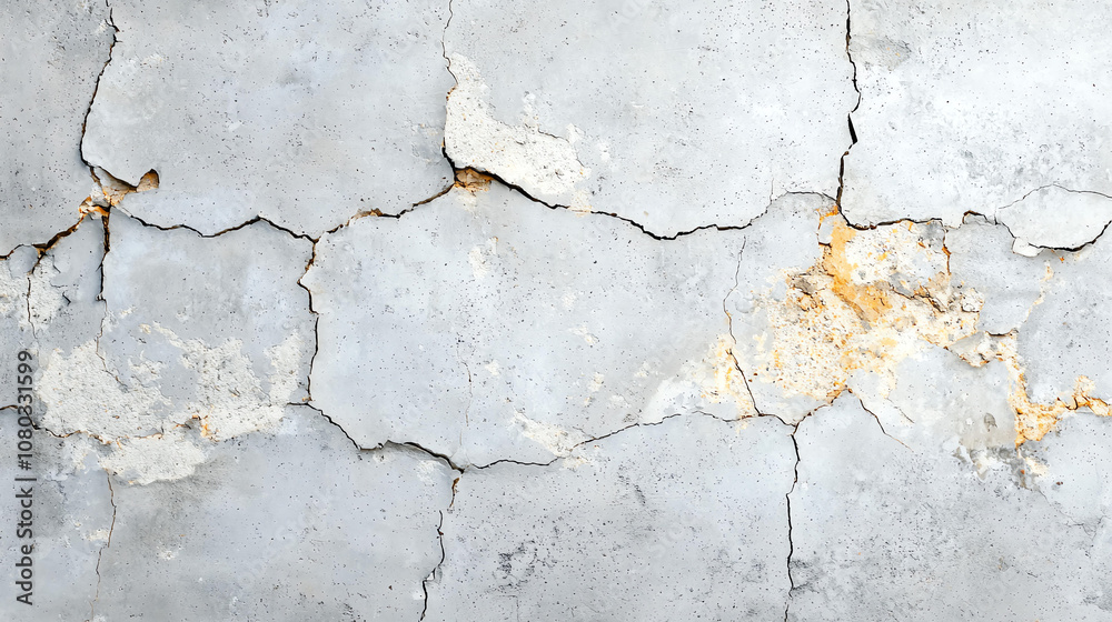 Obraz premium Abstract background Rough cracked concrete texture in grayscale with visible imperfections and highlights, showcasing weathered surface