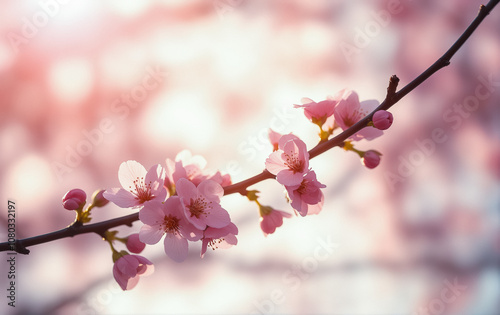 Close-Up of Sakura and Cherry Blossoms in Full Bloom, Capturing the Essence of Spring and Elegance