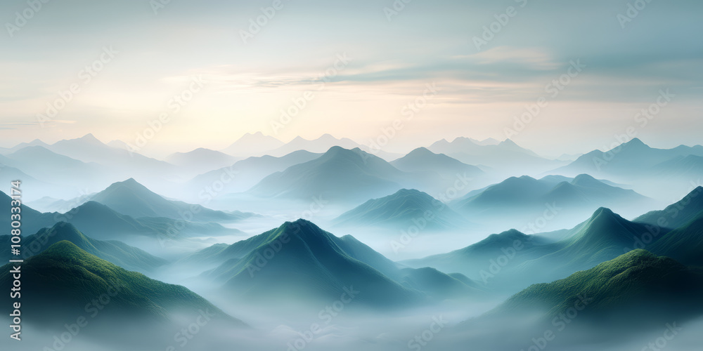 Fototapeta premium Traditional Chinese style of minimalist landscape painting art background 