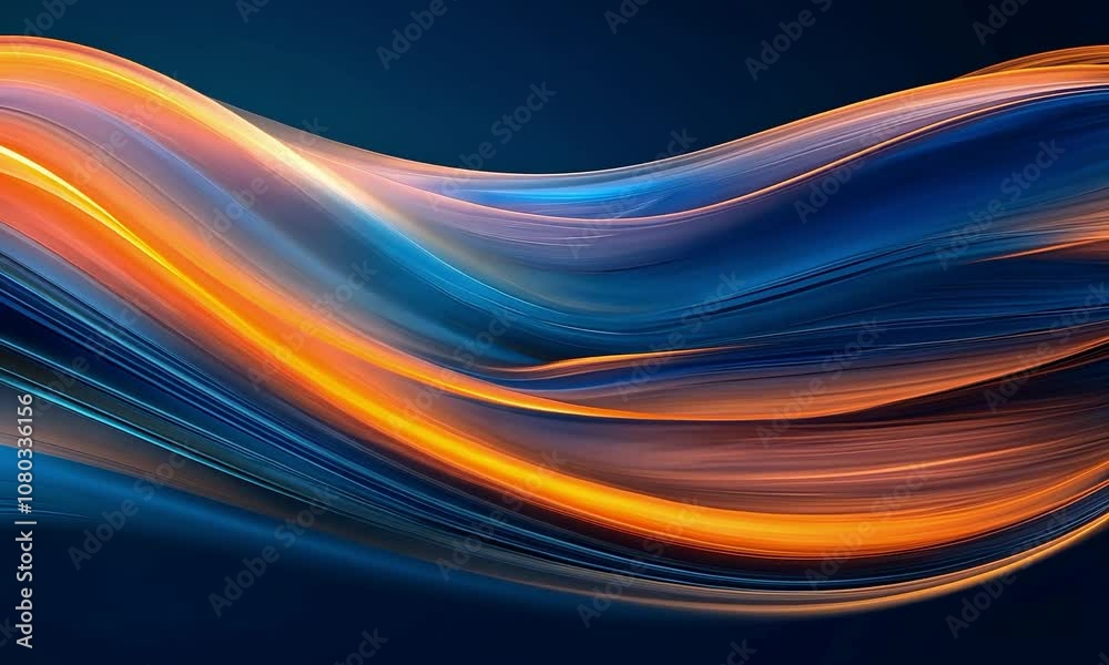 Abstract orange and blue l-shaped wave