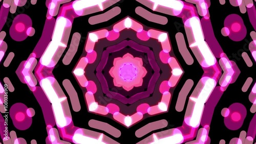 Abstract Pink and Black Geometric Pattern with Glowing Shapes